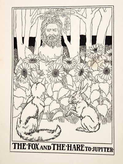 狐狸和野兔到木星，来自阿索普的一百个寓言，1903年 作者 Percy J. Billingshurst