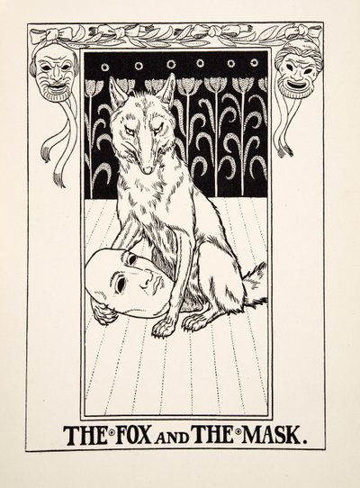 福克斯和面具，来自A Hundred寓言的伊索，pub.1903 作者 珀西·比林斯赫斯特（Percy J.