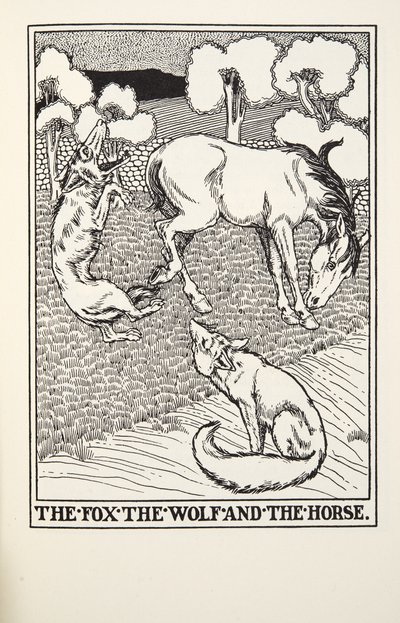 来自Fontaine Fables酒吧的狐狸，狼和马。 1905年 作者 Percy J. Billingshurst