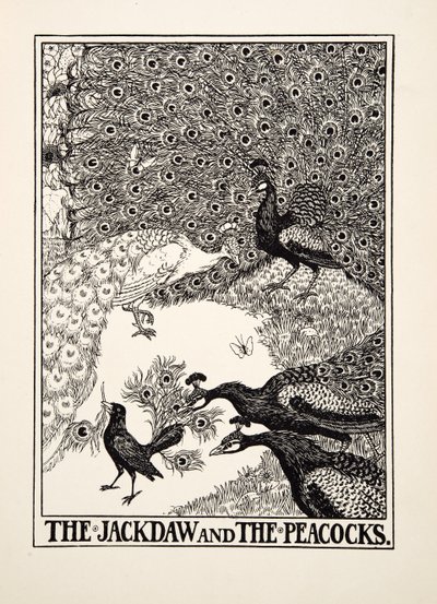 寒鸦和孔雀，来自A Andred寓言的伊索，pub.1903 作者 珀西·比林斯赫斯特（Percy J.
