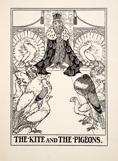 风筝和鸽子，来自A Andred寓言的伊索，pub.1903 作者 珀西·比林斯赫斯特（Percy J.