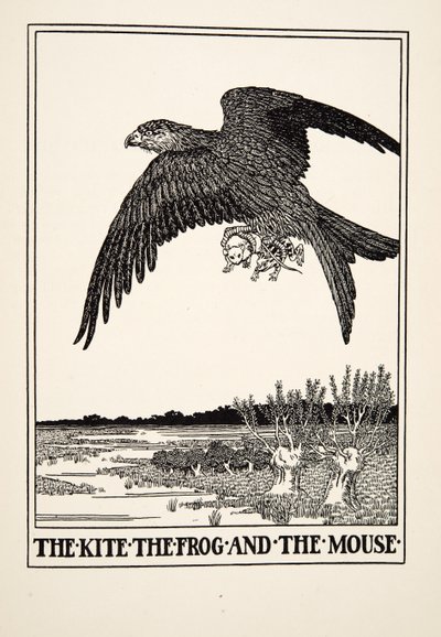 风筝，青蛙和老鼠，来自阿波普的一百个寓言，pub.1903 作者 Percy J. Billingshurst
