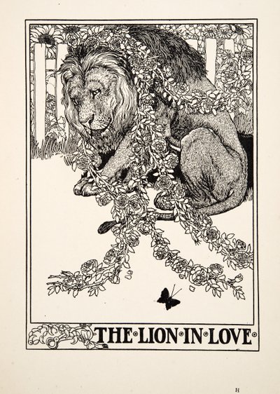 恋爱中的狮子，来自Aesop的一百个寓言，pub.1903 作者 Percy J. Billingshurst