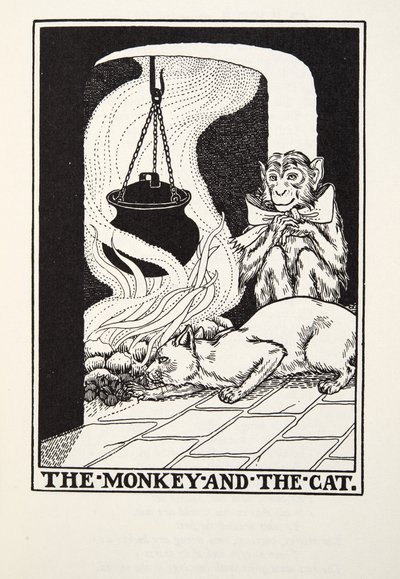 猴子和猫，来自Fontaine Fables，酒吧。 1905年 作者 Percy J. Billingshurst