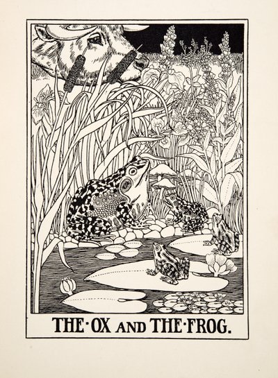 The Ox and the Frog，来自A Hundred Fables of Aesop，pub.1903 作者 珀西·比林斯赫斯特（Percy J.