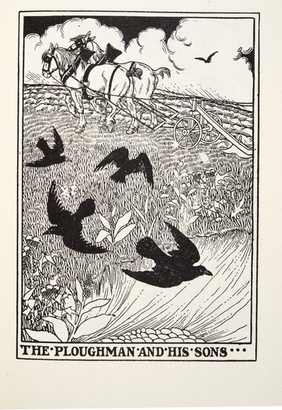 The Plowman和他的儿子，来自Fontaine Fables，酒吧。 1905年 作者 珀西·比林斯赫斯特（Percy J.