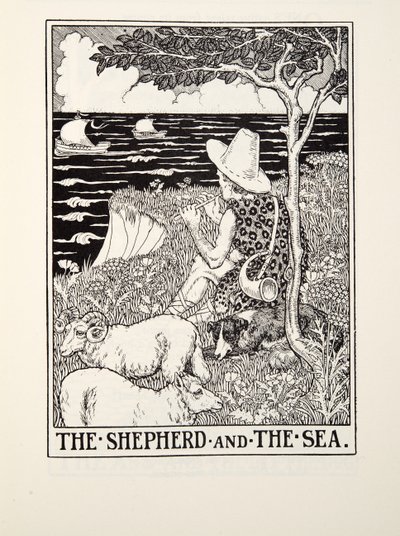 牧羊人和海，来自Fontaine寓言，酒吧。 1905年 作者 Percy J. Billingshurst