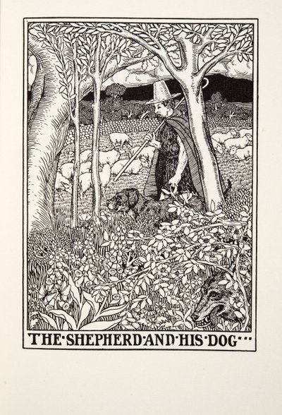 牧羊人和他的狗，来自Fontaine Fables，酒吧。 1905年 作者 Percy J. Billingshurst