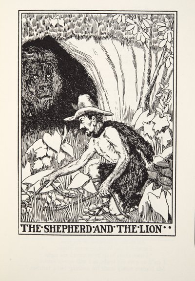牧羊人和狮子，来自Fontaine Fables，酒吧。 1905年 作者 珀西·比林斯赫斯特（Percy J.