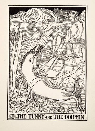 The Tunny and the Dolphin，来自A Hundred Fables of Aesop，pub.1903 作者 珀西·比林斯赫斯特（Percy J.