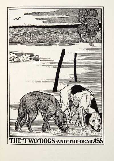 来自Fontaine Fables酒吧的The Two Dogs和The Dead Ass。 1905年 作者 Percy J. Billingshurst