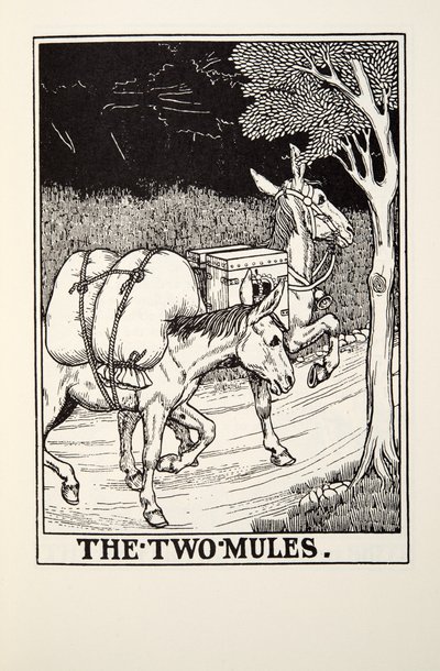 两个骡子，来自Fontaine Fables，酒吧。 1905年 作者 珀西·比林斯赫斯特（Percy J.