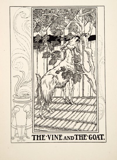 The Vine and the Goat，来自A Andred寓言的Aesop，pub.1903 作者 Percy J. Billingshurst