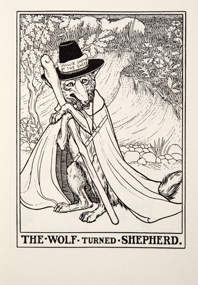 来自Fontaine Fables酒吧的Wolf Turned Shepherd。 1905年 作者 Percy J. Billingshurst