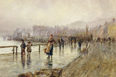 惠特比的湿日（纸上水彩画） 作者 珀西·罗伯逊（Percy Robertson）