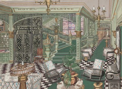 梅尔罗斯酒店大堂，1880年，约1947年。 作者 帕金斯·哈恩利