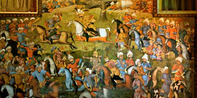 Shah Ismail I战胜Taher-Abad或Merv战役，战胜Muhammad Shaybani Khan，接待大厅，Chehel Sotun，1647 作者 波斯学校
