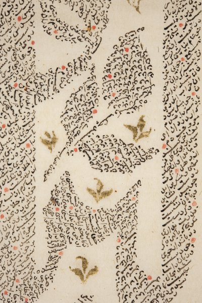Sa&39;di Bustan，细节（笔和墨水，纸上有金色） 作者 波斯学校