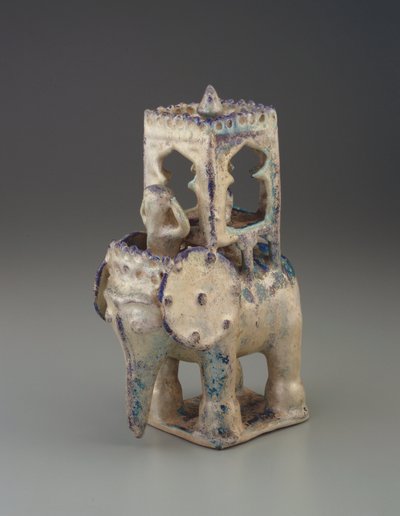 大象与howdah和人物，伊朗，塞尔朱德王朝（陶瓷） 作者 Persian School