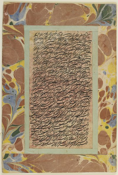 书法页，独立专辑对开，19世纪（纸上装墨水） 作者 波斯学校