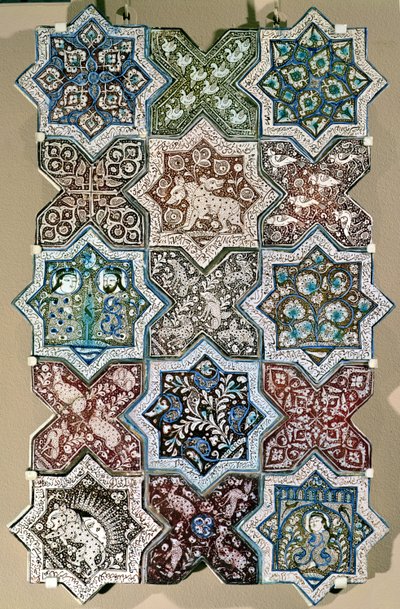 瓦片面板，伊朗中部卡尚，约 1250-1300 年（熔岩器） 作者 波斯学校