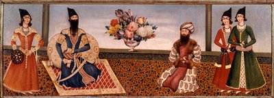 波斯国王 Fath Ali Shah（1771-1834 年）围绕着他的宫廷成员 设拉子画派（设拉子）（19 世纪）德黑兰，Foroughi 收藏 作者 波斯学校