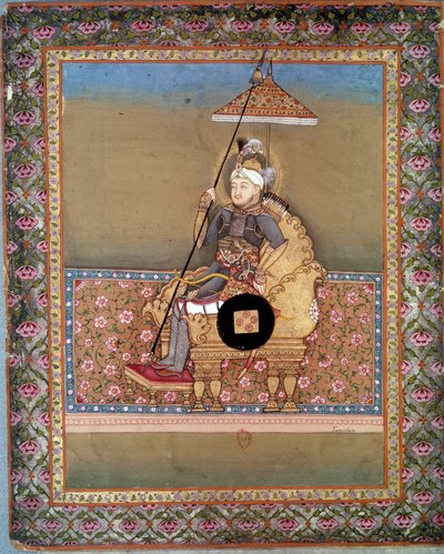 蒙古首领塔梅尔兰（1336-1405）（或称铁木兰，"跛脚的铁木尔"）的肖像。15世纪的波斯微型画。巴黎，B.N. 作者 波斯学校
