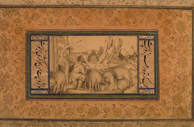 浪子，c.1600（不透明的纸和纸上的墨水） 作者 波斯学校