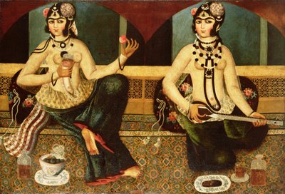 两个后宫女士，Qajar，波斯人，18.11-14 作者 波斯学校