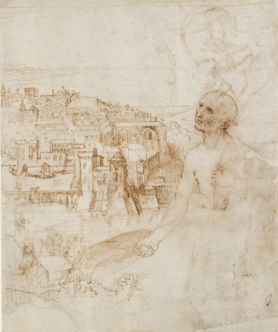 佩鲁贾市的景色，前景是忏悔的圣杰罗姆，1500-1504年 作者 佩鲁吉诺