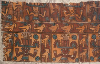 与神和鸟的布料，Tiahuanaco文化（纺织品） 作者 秘鲁学校