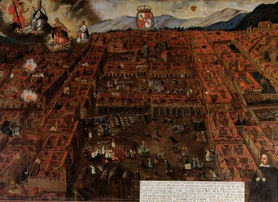 1650年地震时库斯科的景色 作者 秘鲁学校