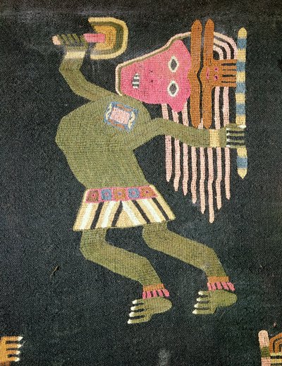 编织羊毛舞者与警棍，Paracas部落（纺织）（另见231825） 作者 秘鲁学校
