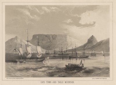 开普敦和桌山，石版由Sarony und Co.，1855（chromolitho） 作者 彼得·伯恩哈德·威廉·海涅