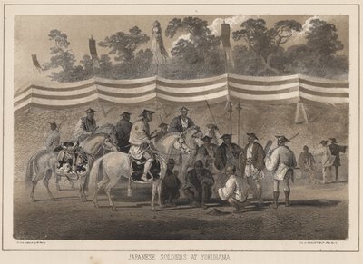 Yokuhama的日本士兵，由Sarony und Co.创作的版画，1855年（chromolitho） 作者 彼得·伯恩哈德·威廉·海涅