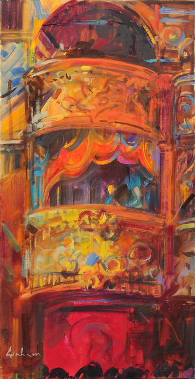 伦敦剧院的乐趣，2021 年（布面油画） 作者 彼得·格雷厄姆
