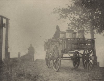 在渡口--薄雾弥漫的早晨》，1890-1891 年，1893 年印刷（照片） 作者 彼得·亨利·爱默生