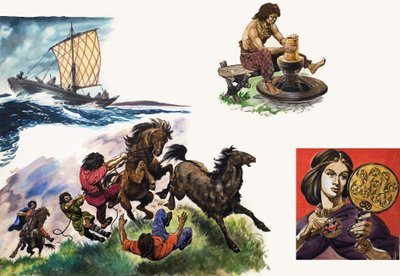 当凯尔特人来到不列颠时，《宝藏》中的插图 作者 彼得·杰克逊