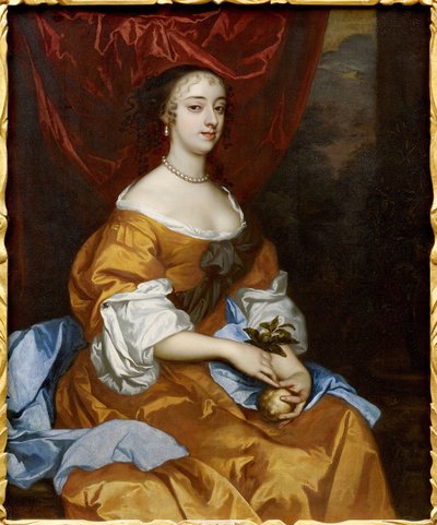 Baroque : Portrait of Margaret Hughes (Peg Hughes or Margaret Hewes) (c. 1630-1719) par Lely, Sir Peter (1618-1680). Oil on canvas 作者 彼得·莱利