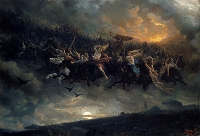 野生的奥丁狩猎，1872年。 作者 Peter Nicolai Arbo