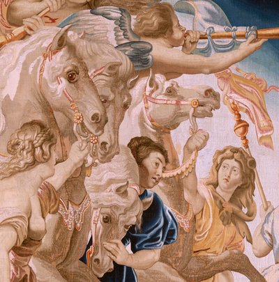 弗拉芒挂毯圣餐的胜利》系列。教会的胜利》（El Triunfo de la Iglesia）。系列挂毯中的第八幅。模型：彼得-保罗-鲁本斯。1626-1628.布鲁塞尔 Jan II Raes 制造 作者 彼得·保罗（后）鲁本斯