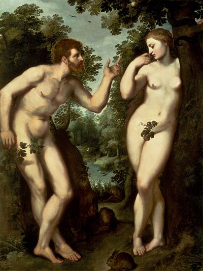 亚当和夏娃，约1599年（面板上的油） 作者 Peter Paul Rubens