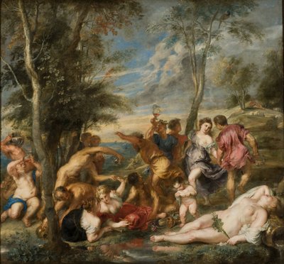 La Bacchanale des Andriens (et Ariane endrmie) - 安德里亚人的酒神 - Rubens, Pieter Paul (1577-1640) - 1630s - 布面油画 - 200x215 - Nationalmuseum Stockholm 作者 彼得·保罗·鲁本斯