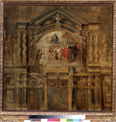 西班牙女皇伊莎贝拉的神化（1566-1633 年）。彼得-保罗（皮埃尔-保罗）-鲁本斯（或彼得-保罗或佩特鲁斯-保罗斯）（1577-1640 年）的画作。木板油画，69 x 70 厘米 作者 彼得·保罗·鲁本斯