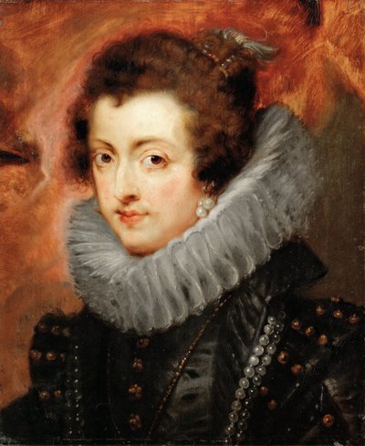 法国伊丽莎白 (1602-1644) 的肖像，西班牙王后 - 彼得·保罗·鲁本斯 (1577-1640)。 木头上的油，c。 1629. 尺寸：48,5x40,5 厘米。 维也纳艺术史博物馆 作者 彼得·保罗·鲁本斯