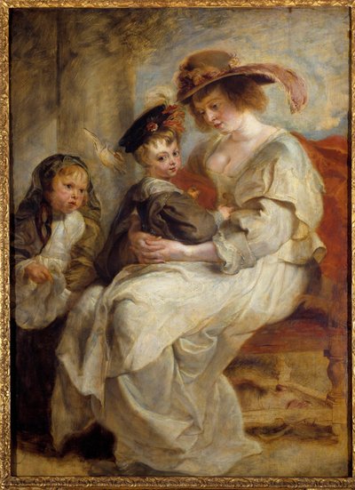 Helene Fourment (1614-1673)的肖像，画家的第二任妻子和他们的两个孩子 画家：Pierre Paul (Pierre-Paul) Rubens (或Peter Paul或Petrus Paulus) (1577-1640) 1634年 太阳。1,15x0,85米 作者 彼得·保罗·鲁本斯