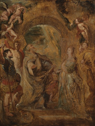 1606-07年，圣格雷戈里大帝与圣徒Maurus和Papianus以及圣多米蒂亚与圣徒Nereus和Achilleus 作者 彼得·保罗·鲁本斯