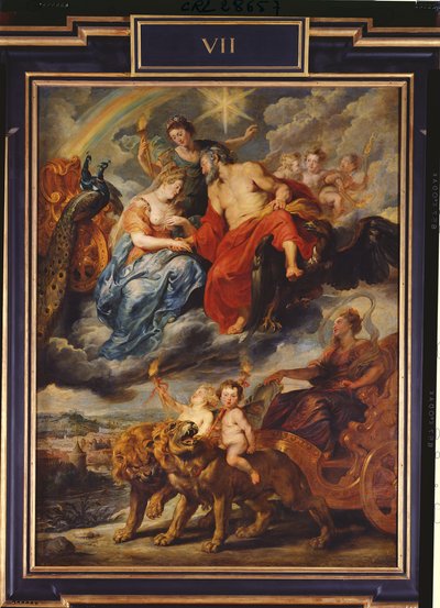 Medici周期：Henri IV（1553-1610）和Marie de Medici（1573-1642）会议于里昂于1600年9月9日，1621-25 作者 彼得·保罗·鲁本斯