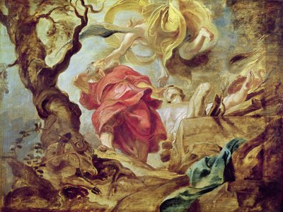 以撒的牺牲，在耶稣会教堂，安特卫普，1620-21的天花板部分的草图 作者 彼得·保罗·鲁本斯