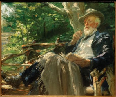 在斯卡恩森林中的诗人霍尔格·德拉赫曼的肖像 作者 Peder Severin Krøyer